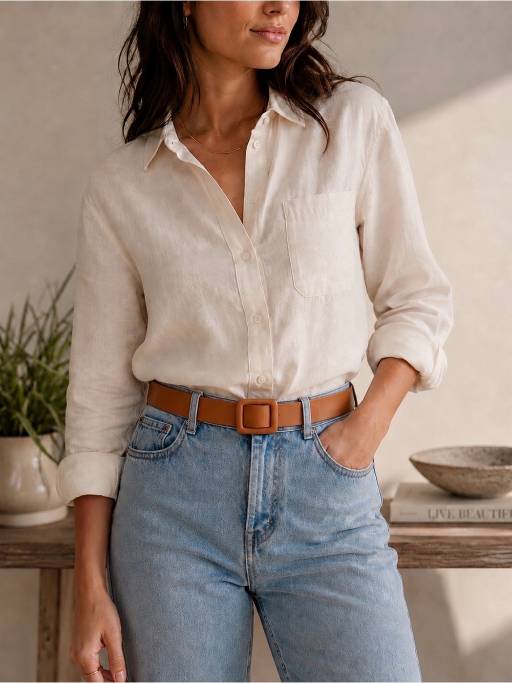 J. Crew Tan Leather Belt - Picture 1 of 7